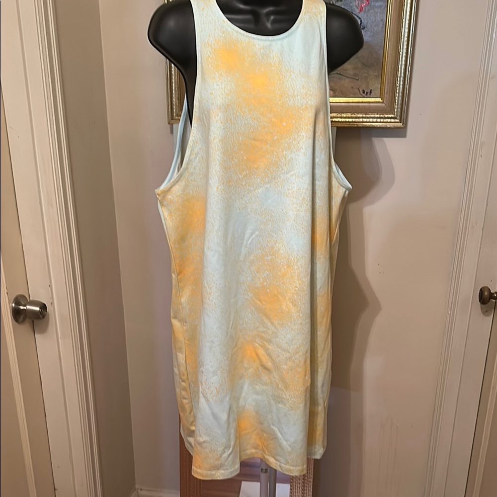 Adidas Women's Mini Dress - Light Blue and Yellow